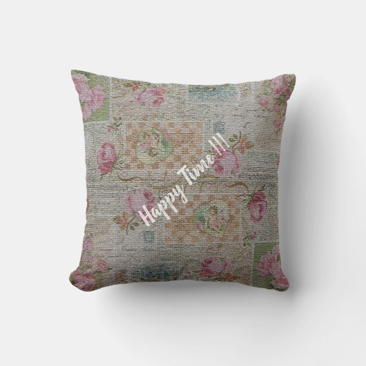 Luxus Moderne Vintage Rose Kissen (Vorderseite)