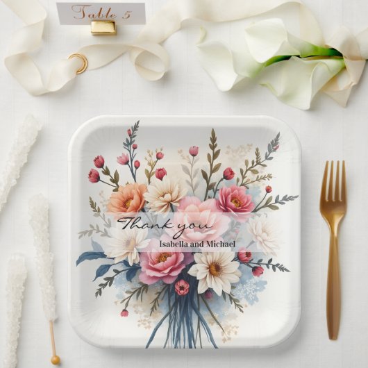 Luxus Moderne Wildblumen Schöne Sammlung Pappteller (Hochzeit)