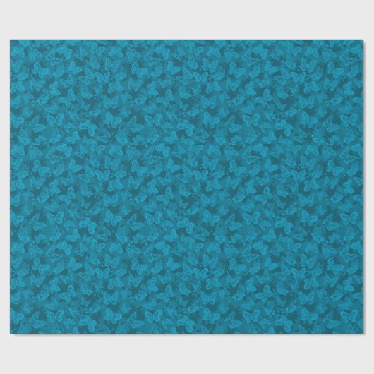 Luxus Moderner Blauer Blauer Blütenschmetterling Geschenkpapier (Flach)