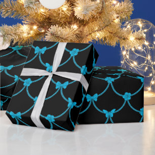 Luxus Moderner Blauer Blauer Blütenschmetterling Geschenkpapier