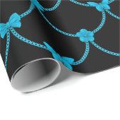 Luxus Moderner Blauer Blauer Blütenschmetterling Geschenkpapier (Rolleneckpunkt)