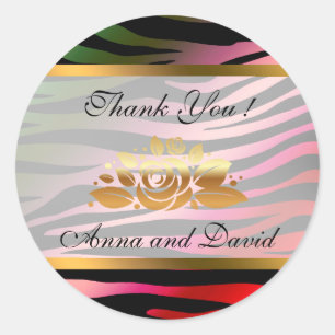 Luxus moderner bunter Tiger Fügen Sie Ihren Text h Runder Aufkleber