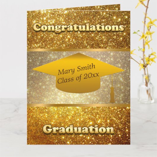 Luxus Moderner Gold-Glitzer Karte (Gelbe Blume)