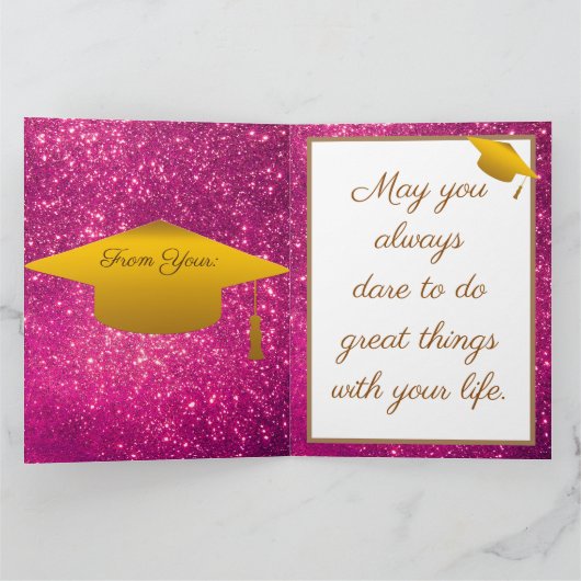 Luxus Moderner Pink-Glitzer Karte (Innenseite)