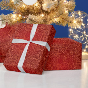 Luxus Moderner Roter Naturblütenschmetterling Geschenkpapier