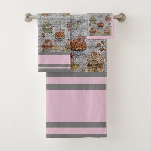 Luxus Moderner Vintager Blumenkuchen Badhandtuch Set (Insitu)