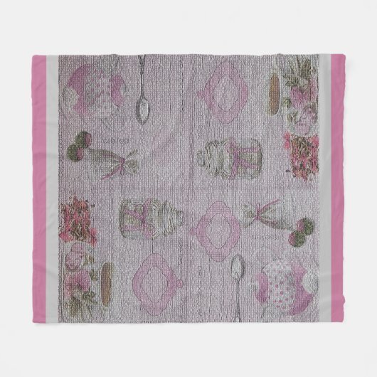 Luxus Moderner Vintager Blumenkuchen Fleecedecke (Vorderseite (Horizontal))