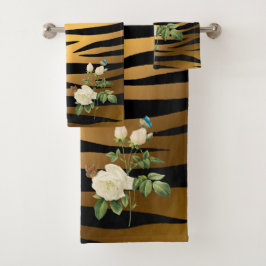 Luxus Modernes Black Gold Rose Tigar Badhandtuch Set