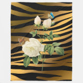 Luxus Modernes Black Gold Rose Tigar Fleecedecke (Vorderseite)