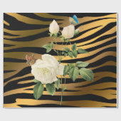 Luxus Modernes Black Gold Rose Tigar Geschenkpapier (Flach)