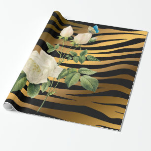 Luxus Modernes Black Gold Rose Tigar Geschenkpapier