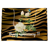 Luxus Modernes Black Gold Rose Tigar Große Geschenktüte (Vorderseite)