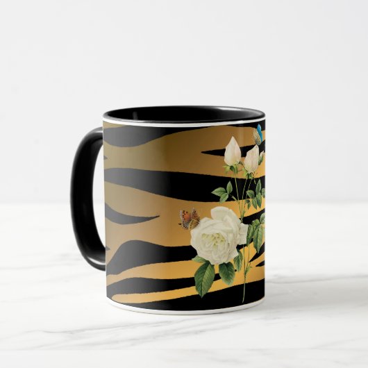 Luxus Modernes Black Gold Rose Tigar Tasse (Vorderseite Links)
