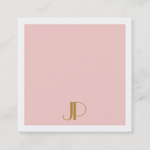 Luxus Modernes Blush Pink Elegantes Gold Monogramm Quadratische Visitenkarte