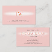 Luxus Modernes Elegantes Mit Monogramm in hellrosa Visitenkarte (Vorne/Hinten)