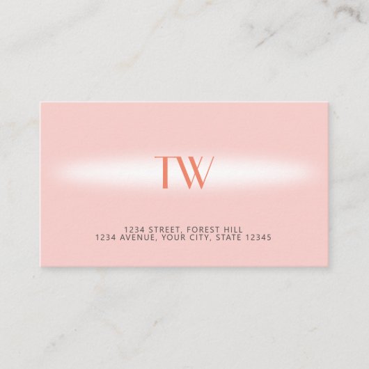 Luxus Modernes Elegantes Mit Monogramm in hellrosa Visitenkarte (Vorderseite)