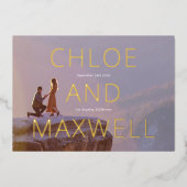 Luxus Modernes Foto mit feinen Namen Save the Date Folieneinladung (Vorderseite)