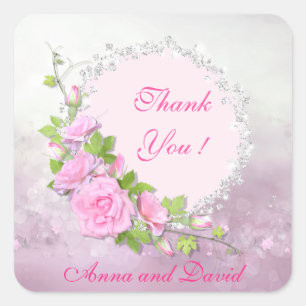 Luxus modernes Glitter-Blumenmuster Fügen Sie Ihre Quadratischer Aufkleber