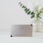 Luxus Modernes Gold Silber Elegantes Monogramm Visitenkarte (Stehend Vorderseite)