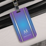 Luxus Modernes Minimal Abstraktes Violet Blau Gepäckanhänger<br><div class="desc">Ein abstraktes Gepäckanhänger im eleganten Stil mit violettem und blau geometrischem Design. Personalisieren Sie Ihre Monogramm und Ihren Namen.</div>