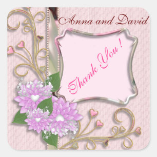 Luxus Modernes Rosa Herz - Fügen Sie Ihren Text hi Quadratischer Aufkleber