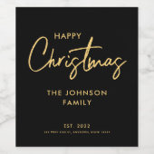 Luxus Modernes Schwarzes Weihnachten Weinetikett (Einzelnes Label)