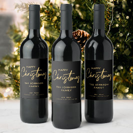 Luxus Modernes Schwarzes Weihnachten Weinetikett