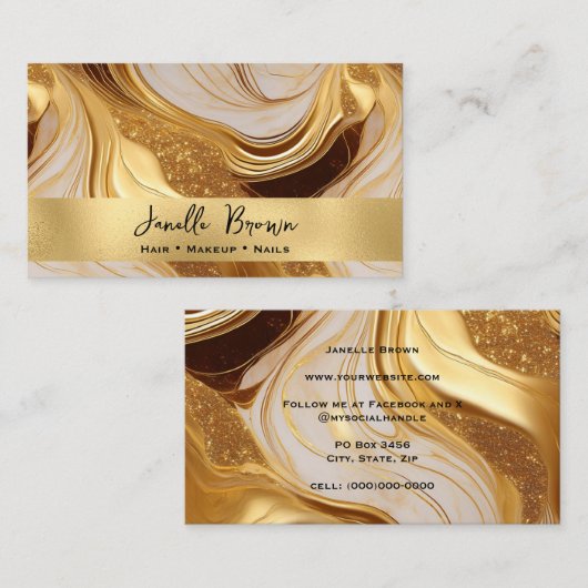 Luxus Molten Gold Foil und Glitzer Visitenkarte (Vorne/Hinten)