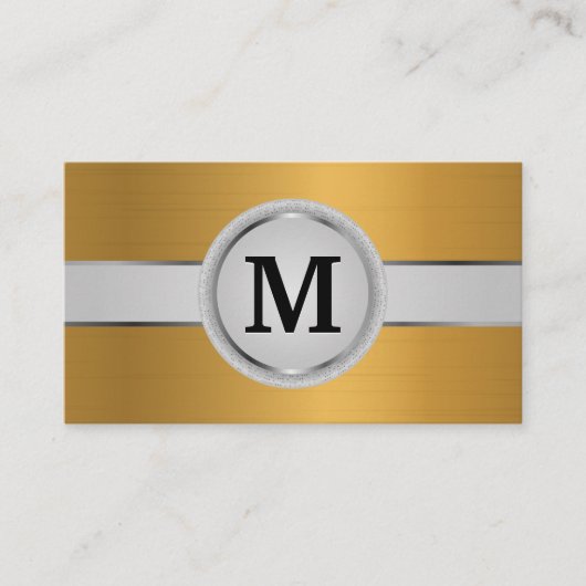 Luxus Monogram Band | Metallgoldbürste Visitenkarte (Vorderseite)