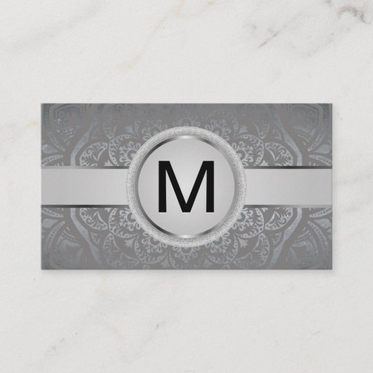 Luxus Monogram Band | Metallic Mandala Muster Visitenkarte (Vorderseite)