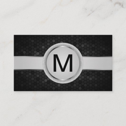 Luxus Monogram Band | Metallisches geometrisches M Visitenkarte (Vorderseite)