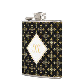 Luxus Monogram Black and Gold Quatre Floral Flachmann (Links)