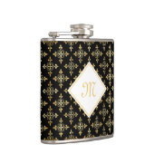 Luxus Monogram Black and Gold Quatre Floral Flachmann (Rechts)