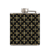 Luxus Monogram Black and Gold Quatre Floral Flachmann (Rückseite)