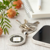 Luxus Monogram Black and Gold Quatre Floral Schlüsselanhänger (Seite)