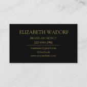 Luxus Monogram Business Card - Black & Gold Visitenkarte (Rückseite)