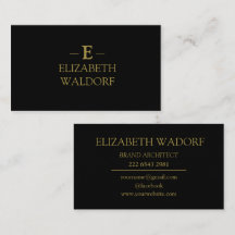 Luxus Monogram Business Card - Black & Gold