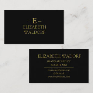 Luxus Monogram Business Card - Black & Gold Visitenkarte