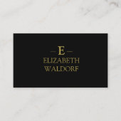 Luxus Monogram Business Card - Black & Gold Visitenkarte (Vorderseite)
