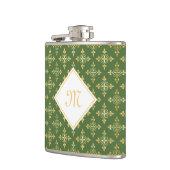 Luxus Monogram Green und Gold Quatre Floral Flachmann (Links)