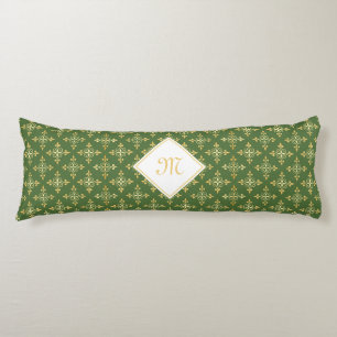 Luxus Monogram Green und Gold Quatre Floral Seitenschläferkissen