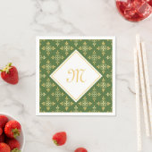 Luxus Monogram Green und Gold Quatre Floral Serviette (Beispiel)