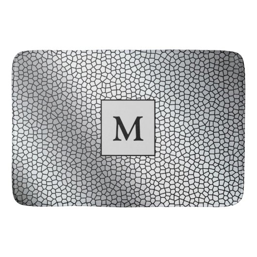 Luxus Monogram Hartglas Silver Badematte (Vorderseite)