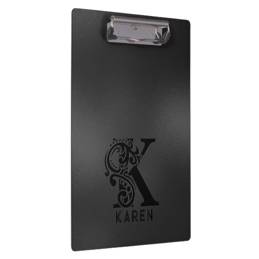 Luxus Monogram K auf Dunkelgrau Klemmbrett (Rechts)