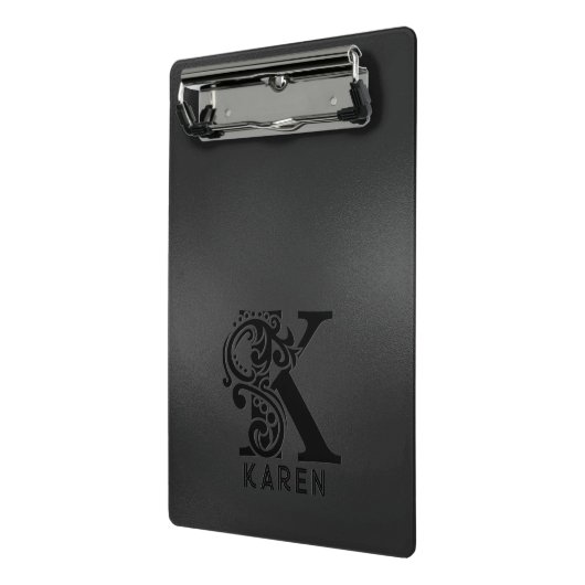 Luxus Monogram K auf Dunkelgrau Mini Klemmbrett (Gewinkelt2)