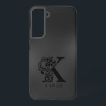 Luxus Monogram K auf Dunkelgrau Samsung Galaxy Hülle<br><div class="desc">Monochromatisches Design mit dem luxuriösen Buchstaben K - schwarz auf dunkelgrauem Hintergrund. Alle Briefe sind auf Anfrage erhältlich.</div>