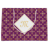 Luxus Monogram Lila und Gold Quatre Floral Große Geschenktüte (Vorderseite)