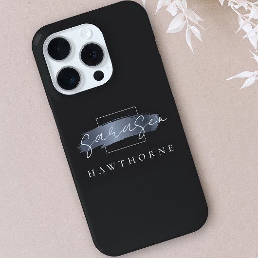 Luxus Monogram Moderner Minimaler Schwarzer Pinsel Case-Mate iPhone Hülle