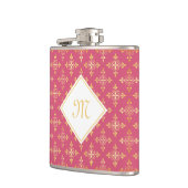 Luxus Monogram Pink und Gold Quatre Bloral Flachmann (Links)