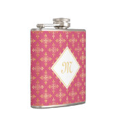 Luxus Monogram Pink und Gold Quatre Bloral Flachmann (Rechts)
